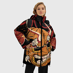 Куртка зимняя женская Хеллоуинская тыква-хання, цвет: 3D-черный — фото 2