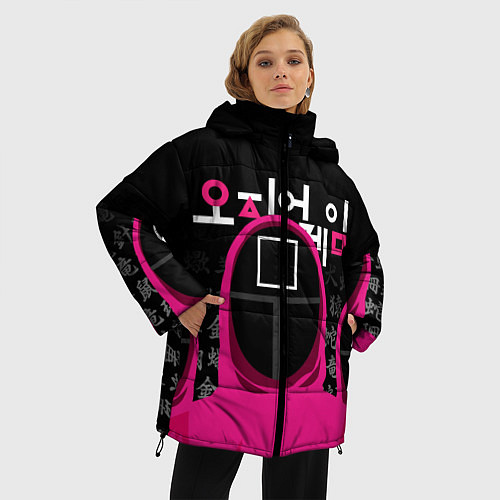 Женская зимняя куртка Игра в кальмара: Команда стражей / 3D-Красный – фото 3