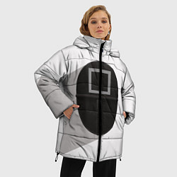Куртка зимняя женская Игра в кальмара: Маска квадрат, цвет: 3D-светло-серый — фото 2