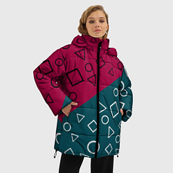 Куртка зимняя женская Игра в кальмара, цвет: 3D-черный — фото 2