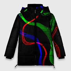 Куртка зимняя женская Неоновый хаос 3DNeon chaos 3D, цвет: 3D-черный