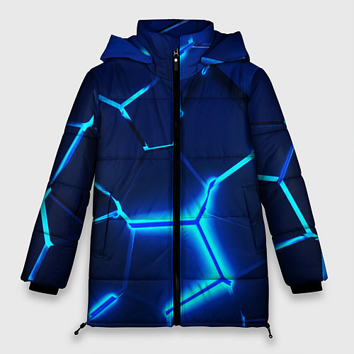 Женская зимняя куртка 3D ПЛИТЫ NEON STEEL НЕОНОВЫЕ ПЛИТЫ / 3D-Светло-серый – фото 1