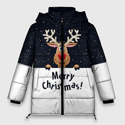 Куртка зимняя женская Новогодний Оленёнок Рудольф, цвет: 3D-черный