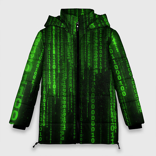 Женская зимняя куртка Матрица двоичный код / 3D-Светло-серый – фото 1