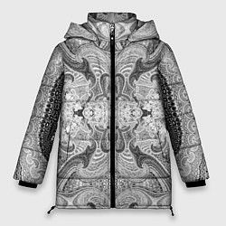 Куртка зимняя женская Черно-белый абстрактный узор, цвет: 3D-светло-серый