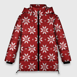 Куртка зимняя женская Снежный орнамент, цвет: 3D-красный
