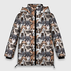 Куртка зимняя женская Щенки Разных Пород, цвет: 3D-светло-серый