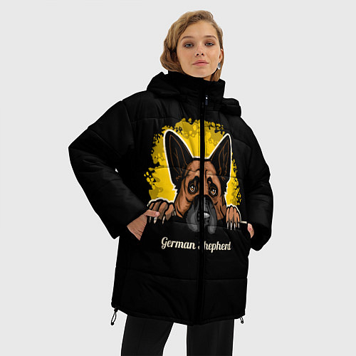 Женская зимняя куртка Немецкая Овчарка German Shepherd / 3D-Светло-серый – фото 3