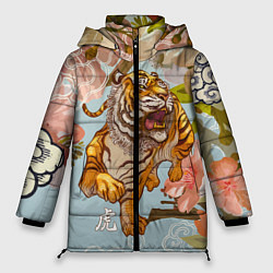 Куртка зимняя женская Китайский тигр Символ 2022 года, цвет: 3D-черный