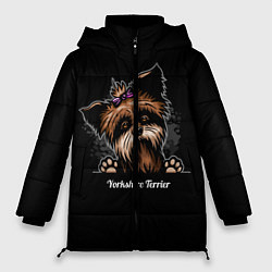 Куртка зимняя женская Собачка Йоркширский Терьер, цвет: 3D-черный