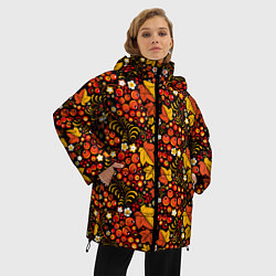 Куртка зимняя женская Хохлома цветы-ягодки, цвет: 3D-красный — фото 2