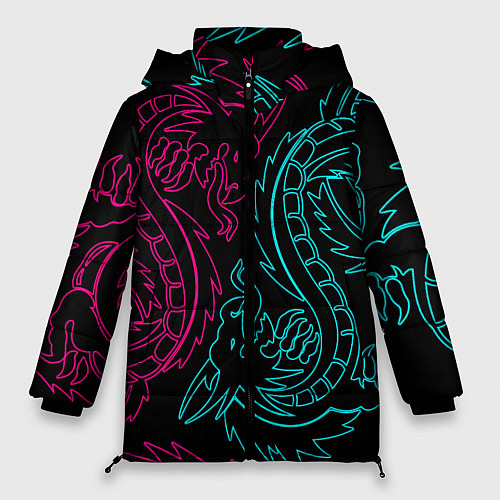 Женская зимняя куртка НЕОНОВЫЕ ДРАКОНЫ NEON DRAGON / 3D-Светло-серый – фото 1