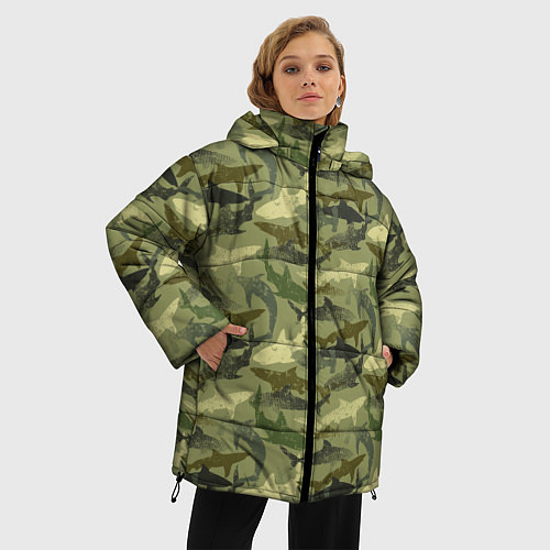 Женская зимняя куртка Камуфляж из Акул / 3D-Светло-серый – фото 3