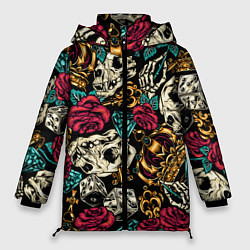 Куртка зимняя женская Узор для хипстера, цвет: 3D-светло-серый