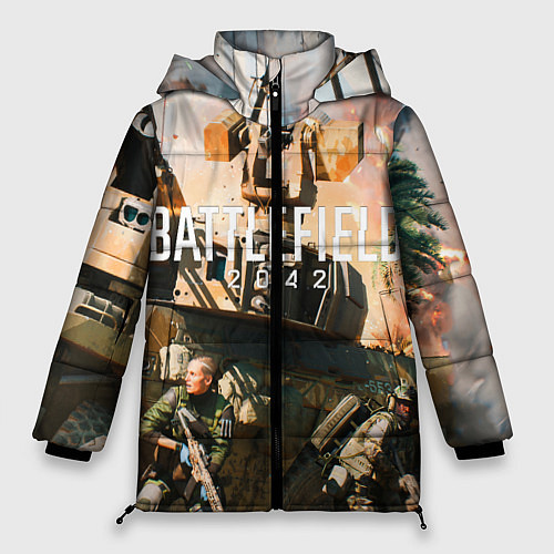 Женская зимняя куртка Battlefield 2042 - отряд / 3D-Светло-серый – фото 1