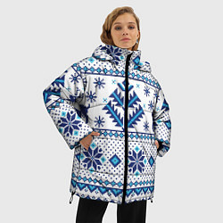 Куртка зимняя женская НОВОГОДНИЙ УЗОР, ЗИМА БЛИЗКО, цвет: 3D-светло-серый — фото 2