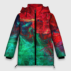 Куртка зимняя женская НЕОНОВАЯ ТОКСИЧНАЯ АБСТРАКЦИЯ NEON TOXIC WAVES, цвет: 3D-красный