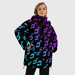 Куртка зимняя женская JOJOS BIZARRE ADVENTURE NEON PATTERN НЕОН УЗОР, цвет: 3D-черный — фото 2