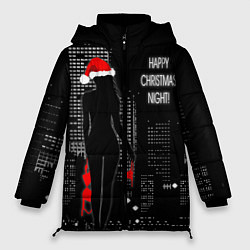 Куртка зимняя женская Happy Christmas Night!, цвет: 3D-черный