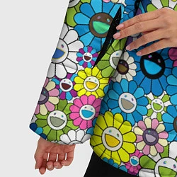 Куртка зимняя женская Takashi Murakami Улыбающиеся цветы, цвет: 3D-черный — фото 2