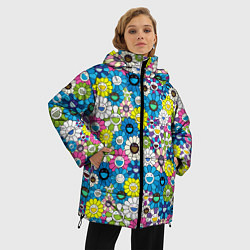 Куртка зимняя женская Takashi Murakami Улыбающиеся цветы, цвет: 3D-светло-серый — фото 2