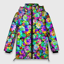 Куртка зимняя женская Rainbow flowers, цвет: 3D-красный