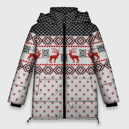 Женская зимняя куртка НОВОГОДНИЙ УЗОР / 3D-Светло-серый – фото 1