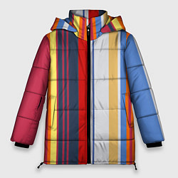 Куртка зимняя женская Stripes Abstract, цвет: 3D-красный
