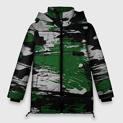Куртка зимняя женская Green Paint Splash, цвет: 3D-черный