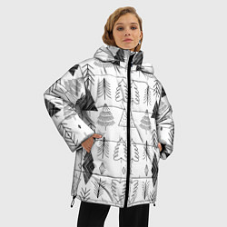 Куртка зимняя женская Елки Черные, цвет: 3D-черный — фото 2