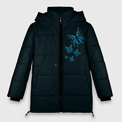 Куртка зимняя женская Стая неоновых бабочек, цвет: 3D-черный