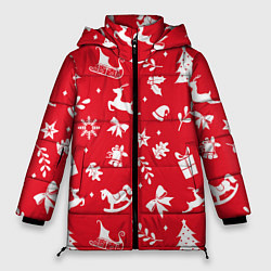 Женская зимняя куртка Паттерн новогодней атрибутики