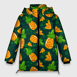 Куртка зимняя женская Ананасы Много ананасов, цвет: 3D-светло-серый
