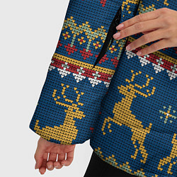 Куртка зимняя женская Новогодний свитер c оленями 3, цвет: 3D-красный — фото 2