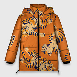 Куртка зимняя женская Тигр паттерн, цвет: 3D-красный