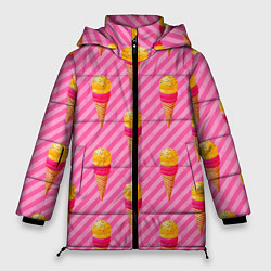 Куртка зимняя женская Сладкое мороженое паттерн, цвет: 3D-светло-серый