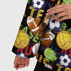 Куртка зимняя женская Разные Спортивные Мячи, цвет: 3D-красный — фото 2