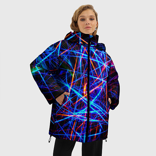 Женская зимняя куртка NEON LINES Glowing Lines Effect / 3D-Красный – фото 3