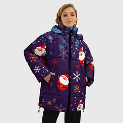 Куртка зимняя женская Дед Мороз в снежинках, цвет: 3D-красный — фото 2