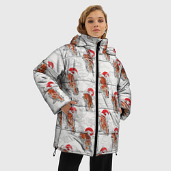 Куртка зимняя женская Тигр Закат Волны, цвет: 3D-красный — фото 2