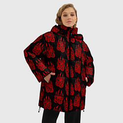 Куртка зимняя женская ПЕЧАТЬ ВЕЛЕСА КРАСНЫЙ, цвет: 3D-светло-серый — фото 2