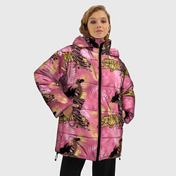 Куртка зимняя женская Девушка с тиграми паттерн, цвет: 3D-светло-серый — фото 2