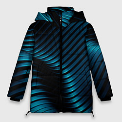 Куртка зимняя женская Волны голубого металла, цвет: 3D-черный
