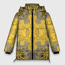 Куртка зимняя женская Коллекция Фрактальная мозаика Желтый на черном 573, цвет: 3D-черный