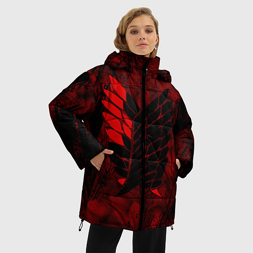 Женская зимняя куртка Атака Титанов Неоновый 2022 / 3D-Красный – фото 3