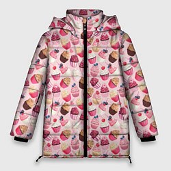 Куртка зимняя женская Пирожные с Ягодами, цвет: 3D-светло-серый
