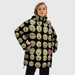 Куртка зимняя женская Смайлики эмодзи паттерном, цвет: 3D-черный — фото 2