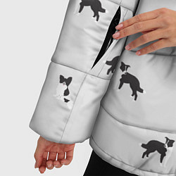Куртка зимняя женская Черно-белые собачки паттерн, цвет: 3D-черный — фото 2