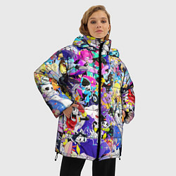 Куртка зимняя женская UNDERTALE PATTERN HEROES, ВСЕ ГЕРОИ ИГРЫ, цвет: 3D-черный — фото 2