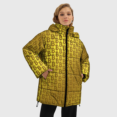 Женская зимняя куртка Биткоин золото / 3D-Светло-серый – фото 3